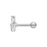 Barbell argento con cristallo chiaro su sfondo bianco