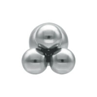 Triplets Barbell argento con tre sfere su sfondo bianco