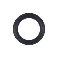 O-Ring nero in silicone su sfondo bianco, rotondo
