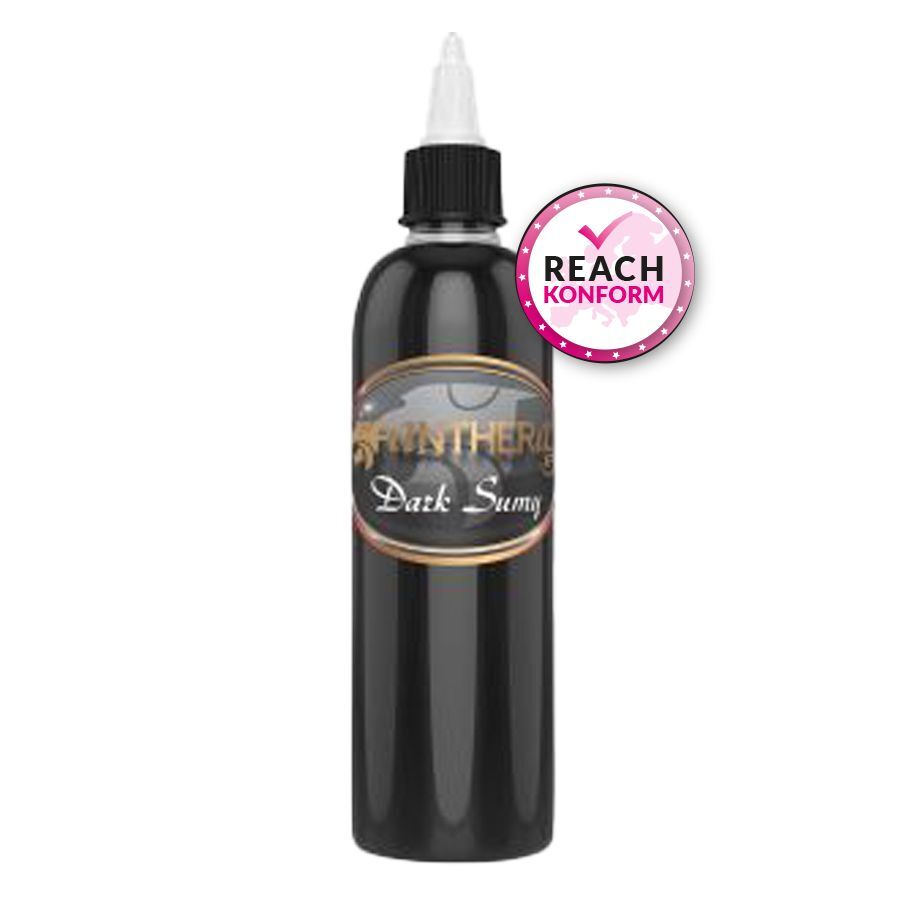 Panthera Black Ink Dark Sumy 150 ml Bottiglia di inchiostro nero per tatuaggi, 150 ml, su sfondo bianco