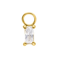 Pendente piercing dorato con cristallo chiaro su sfondo bianco