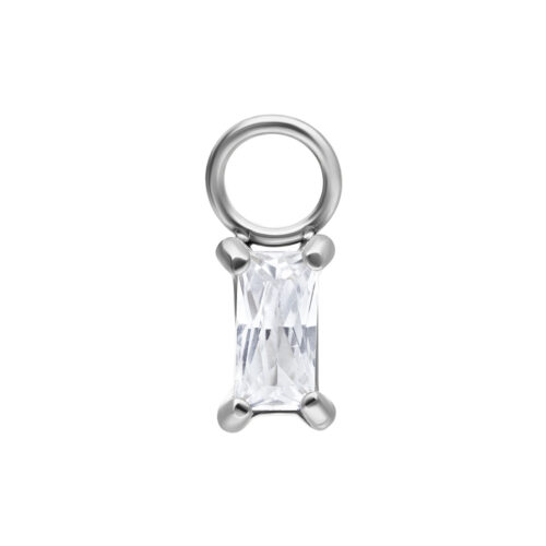 Ciondolo Baguette in Cristallo Argento su sfondo bianco