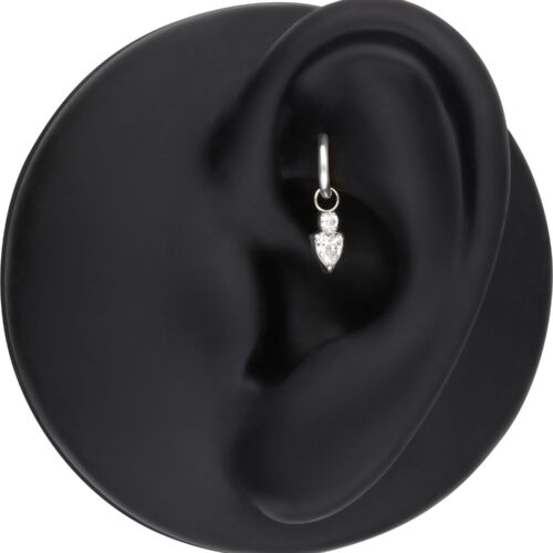 Pendente orecchino in argento con cristallo su modello di orecchio nero