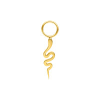 Ciondolo a forma di serpente dorato per piercing Ciondolo a forma di serpente dorato in acciaio chirurgico 316L su sfondo bianco