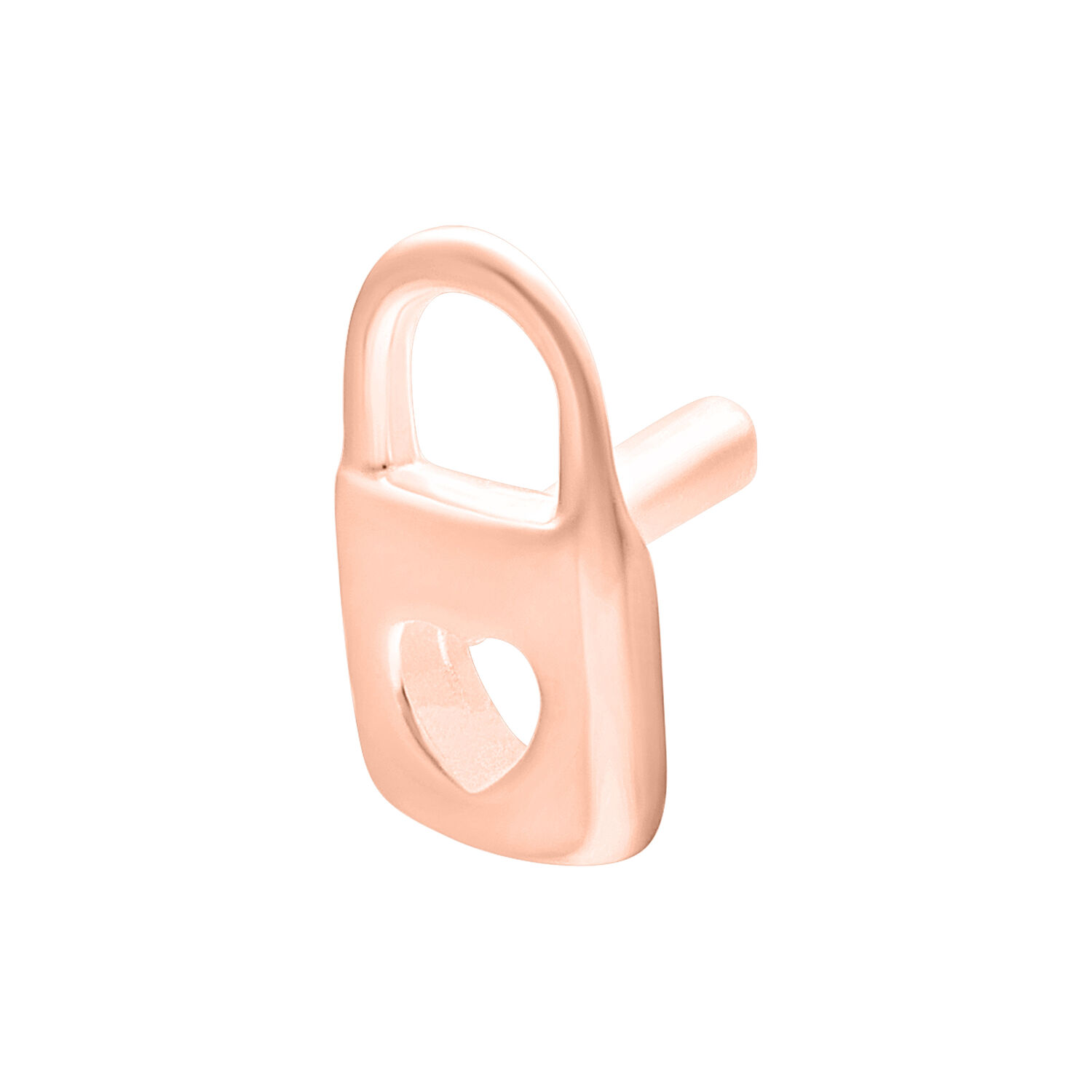 Attacco Push Fit Lock oro rosa con apertura a forma di cuore su sfondo bianco