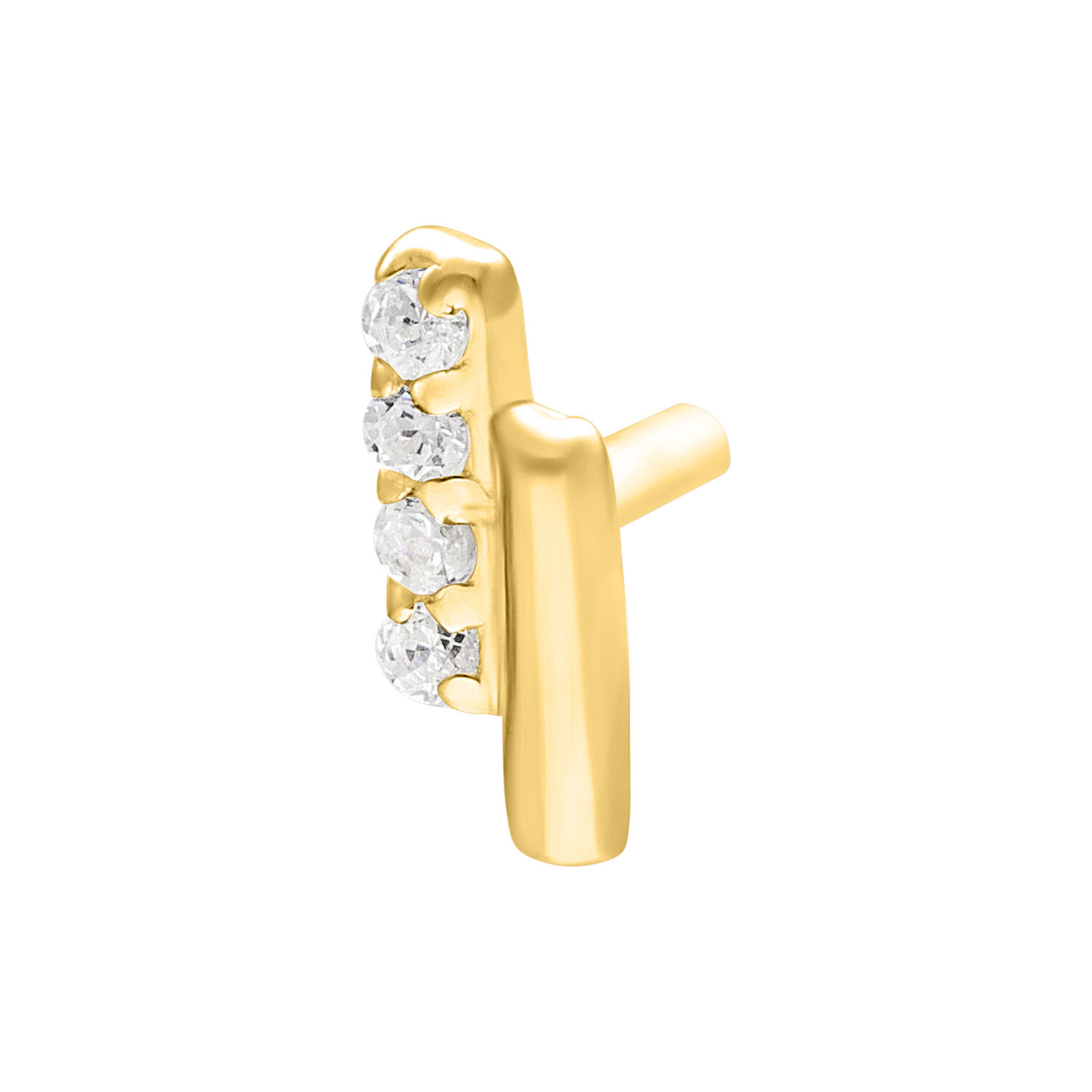 Cristallo Push Fit dorato con quattro cristalli chiari su sfondo bianco