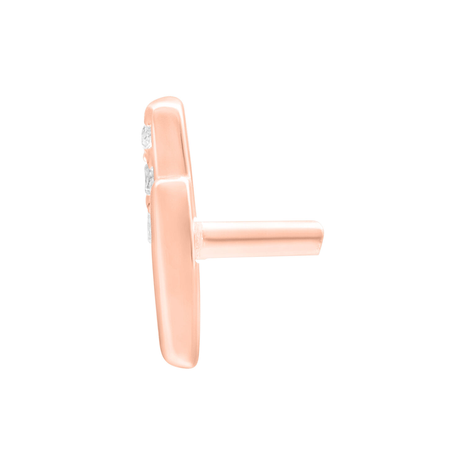 Rosé goldener Push Fit Aufsatz mit Kristallen auf weißem Hintergrund