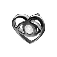 Attacco a cuore nero per Push Fit con cristallo chiaro su sfondo bianco