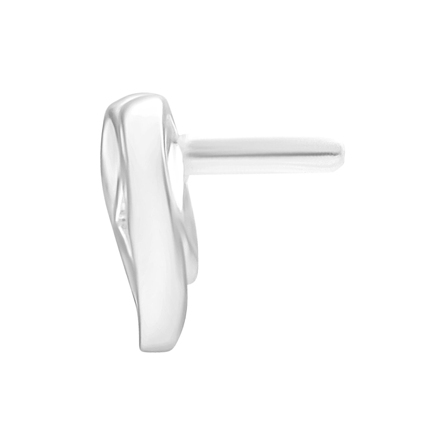 Semplice attacco Push Fit in argento a forma di occhio su sfondo bianco