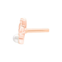 Attacco rosé dorato con perla per piercing Push Fit su sfondo bianco