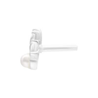 Inserto in argento con perla per piercing Push Fit su sfondo bianco