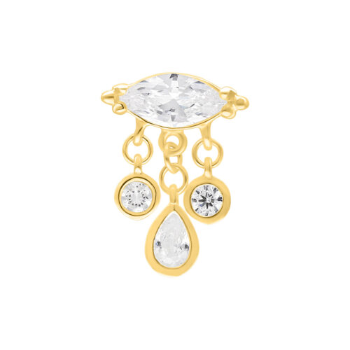 Inserto dorato con cristalli scintillanti, adatto per piercing Push Fit