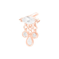 Attacco Push Fit in oro rosa con cristalli chiari su sfondo bianco