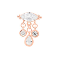 Attacco Push Fit in oro rosa con cristalli chiari su sfondo bianco