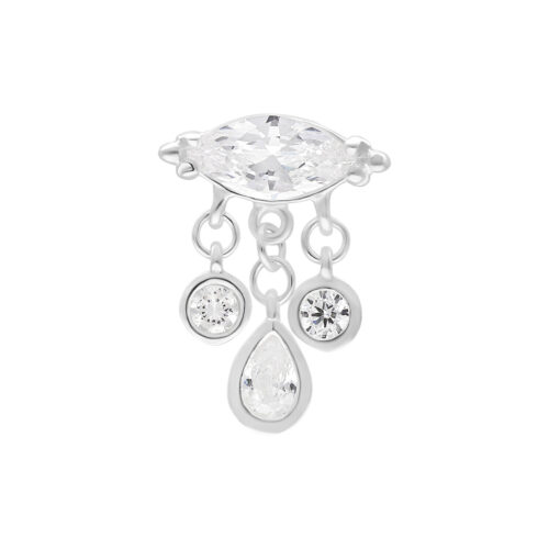 Inserto Bella Push Fit argento con cristalli chiari su sfondo bianco