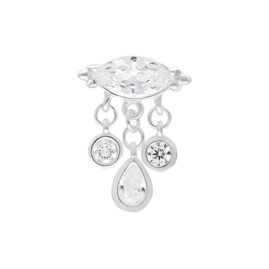 Inserto Bella Push Fit argento con cristalli chiari su sfondo bianco