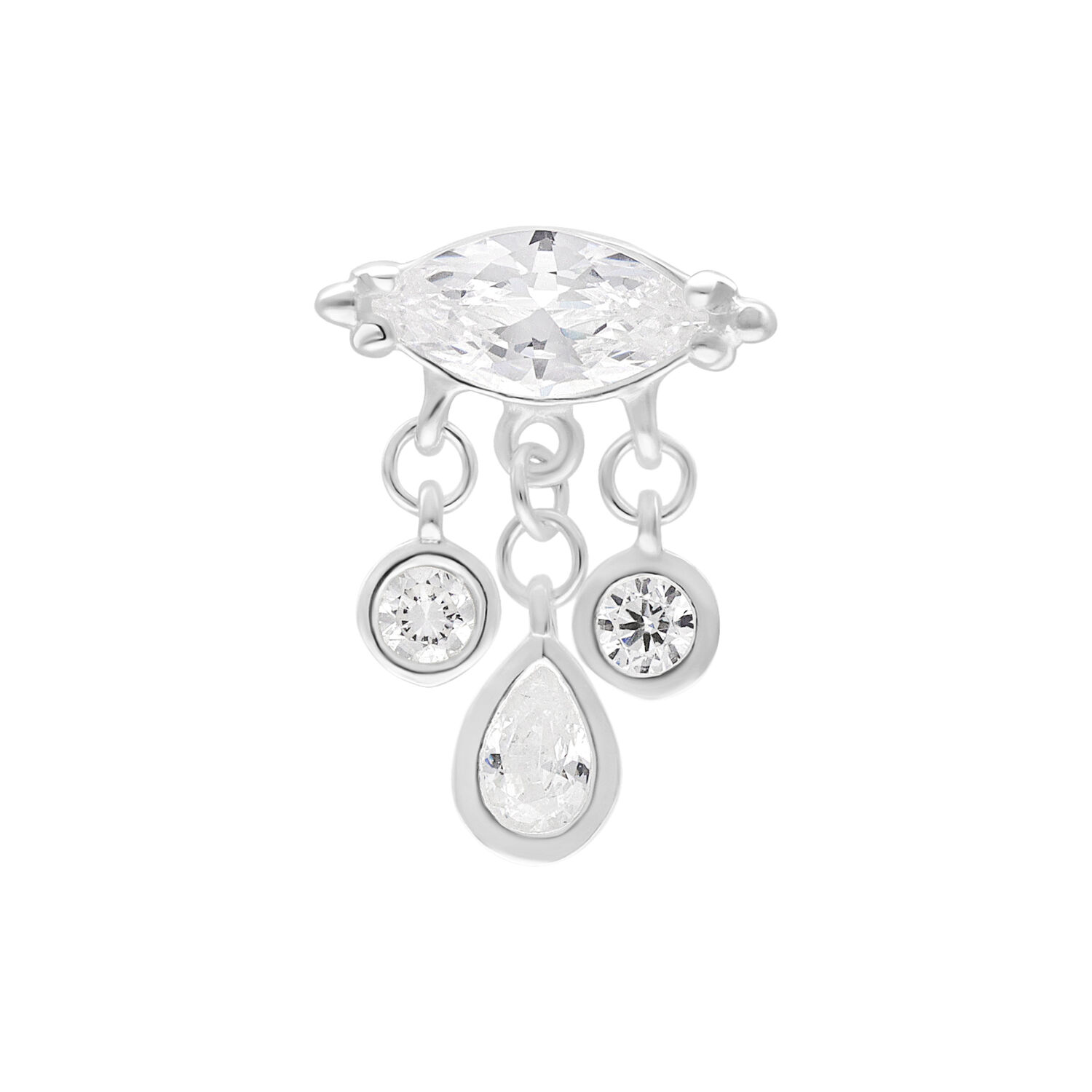 Inserto Bella Push Fit argento con cristalli chiari su sfondo bianco