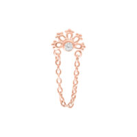 Inserto piercing rosé dorato con cristallo chiaro e elemento a catena