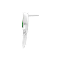 Attacco Push Fit argento con cristallo verde su sfondo bianco