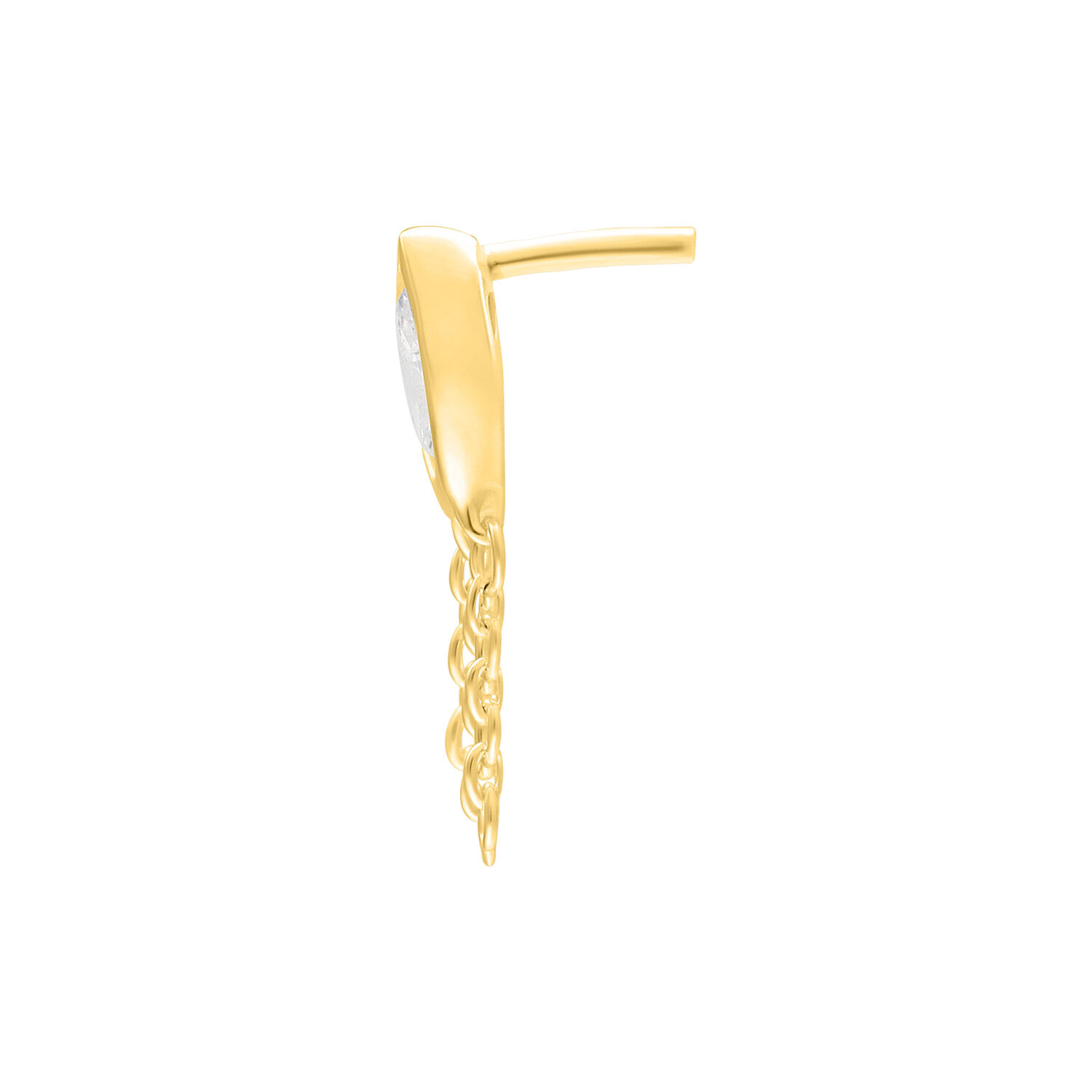 Dorato Push Fit Linda con Cristallo Accessorio piercing laterale dorato con cristallo e catena