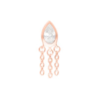 Attacco Push Fit Linda in oro rosa con cristallo chiaro e catene