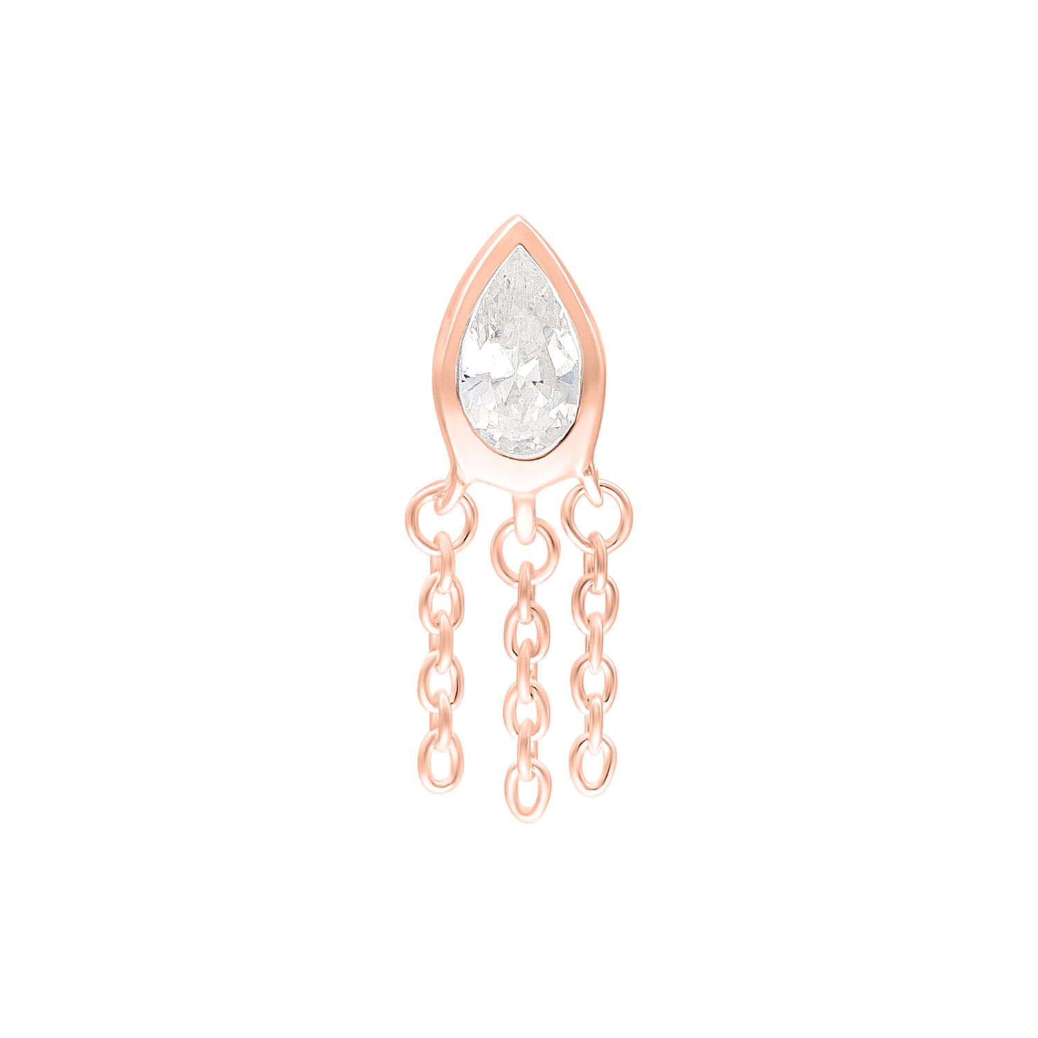 Attacco Push Fit Linda in oro rosa con cristallo chiaro e catene
