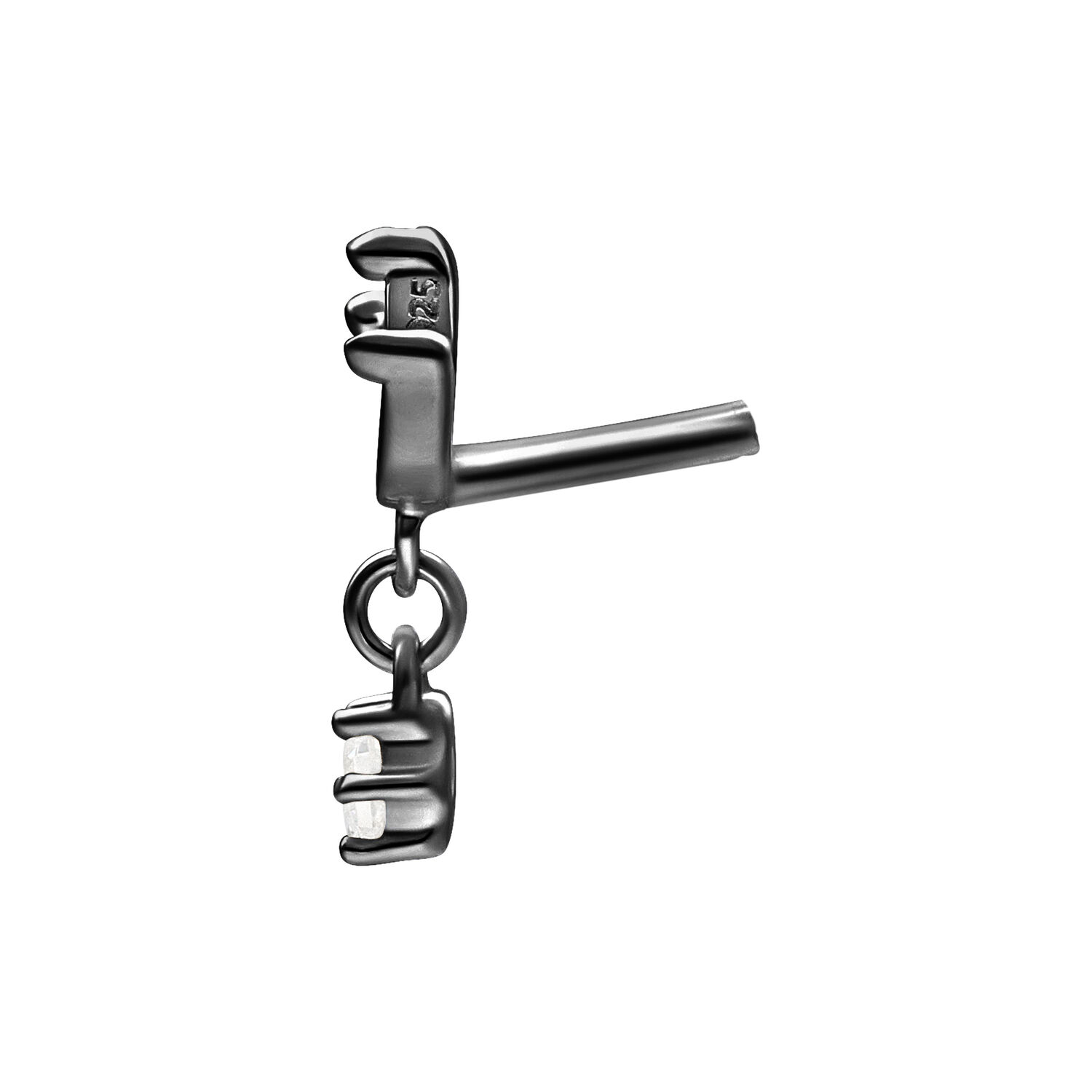 Accessorio Lotus nero in argento con cristallo chiaro su sfondo bianco