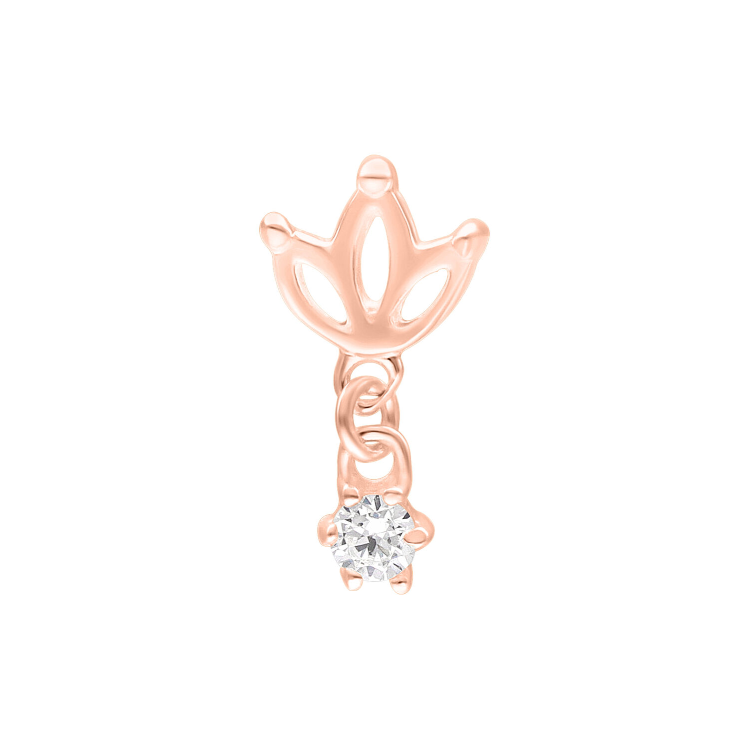 Push Fit Lotus in rosé dorato con cristallo chiaro su sfondo bianco
