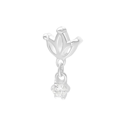 Accessorio Lotus argento con cristallo chiaro per Push Fit su sfondo bianco