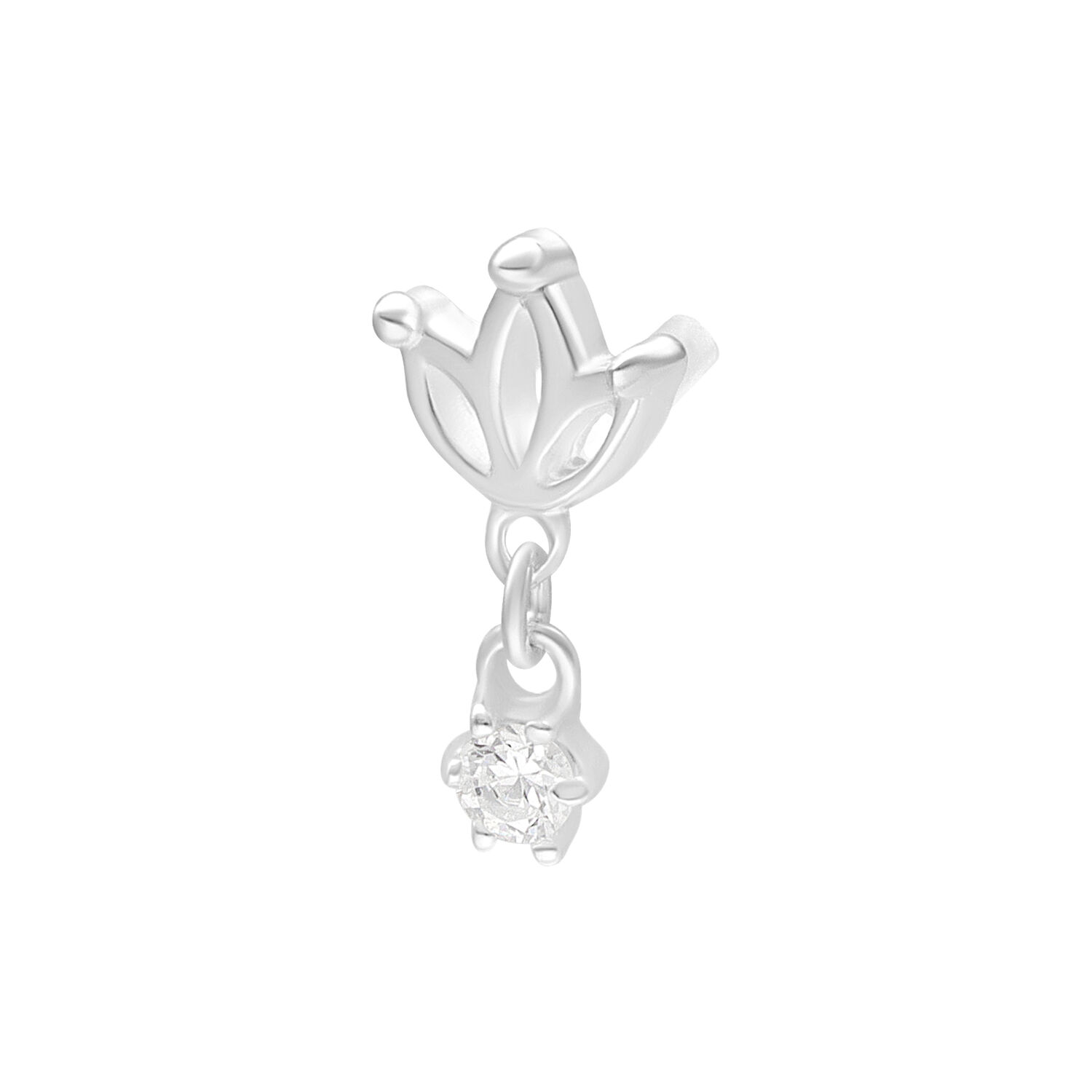Accessorio Lotus argento con cristallo chiaro per Push Fit su sfondo bianco