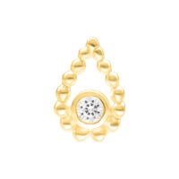 Inserto Push Fit Bead Drop dorato con cristallo chiaro su sfondo bianco