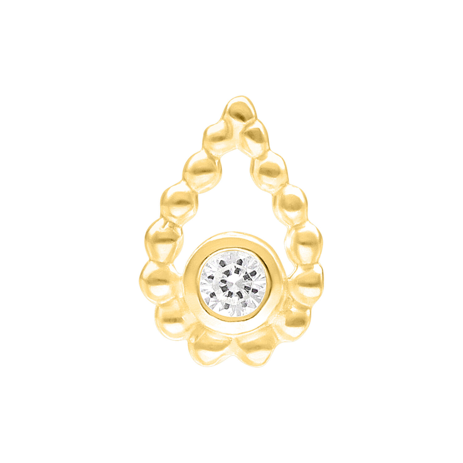 Inserto Push Fit Bead Drop dorato con cristallo chiaro su sfondo bianco