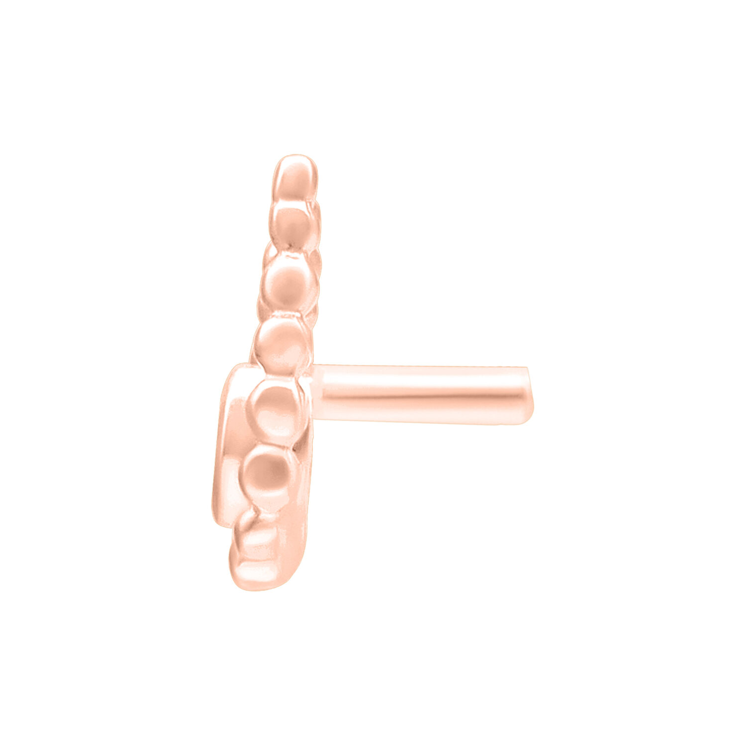 Attacco Push Fit in rosé dorato con struttura a perline su sfondo bianco
