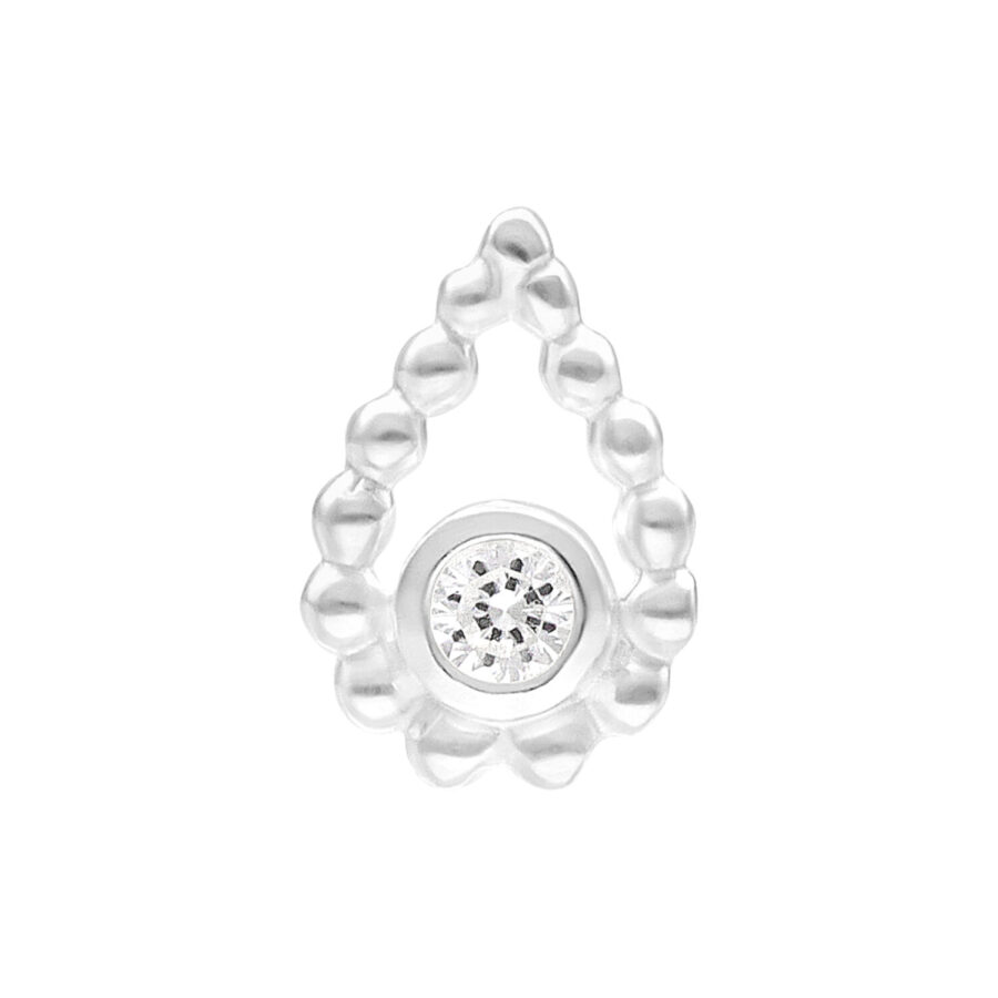 Inserto argento con cristallo su sfondo bianco