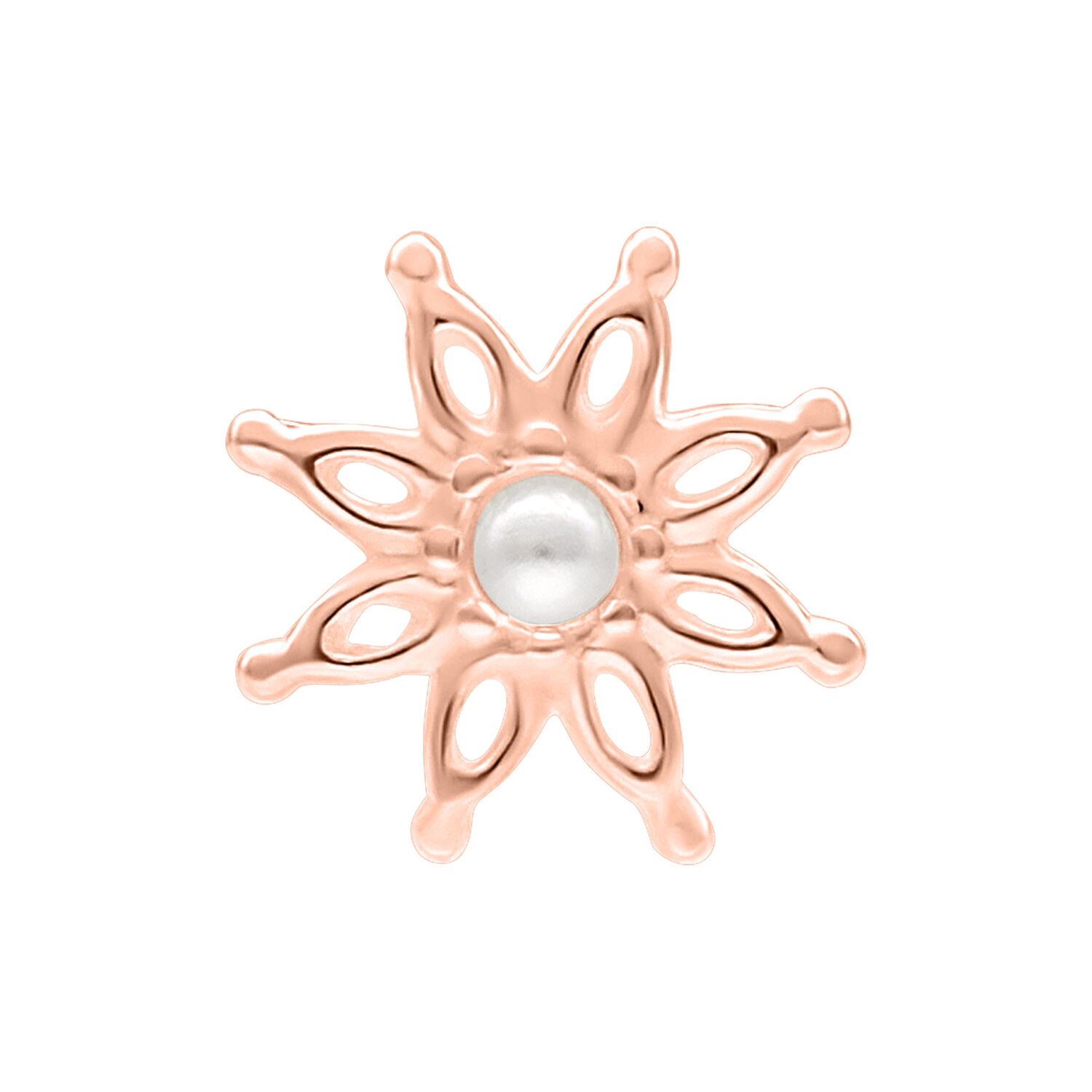 Rosé dorato Push Fit Bloom Attacco con dettaglio di perla su sfondo bianco