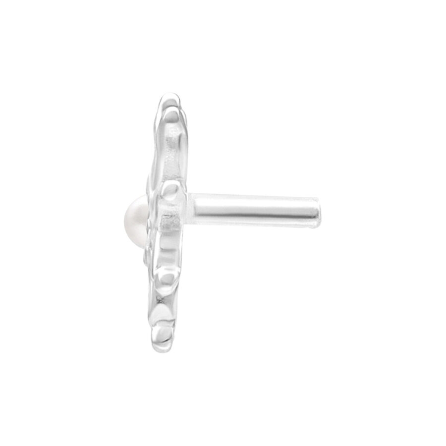 Inserto Bloom argento con filettatura Push Fit su sfondo bianco