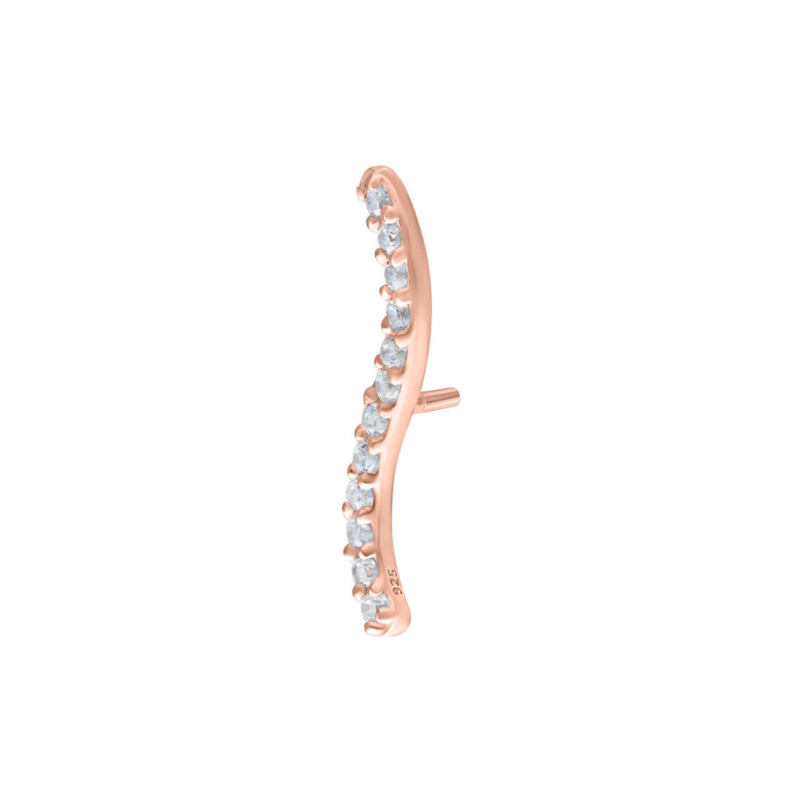 Push Fit in oro rosé con cristalli chiari su sfondo bianco