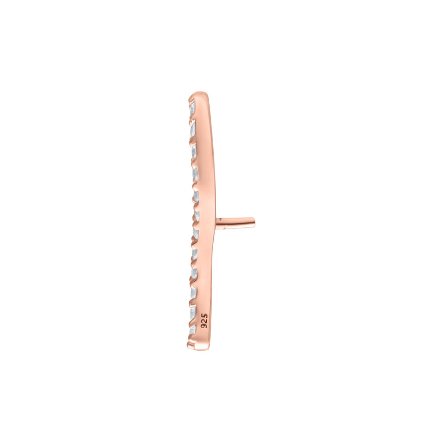 Attacco Push Fit oro rosa con cristalli chiari su sfondo bianco