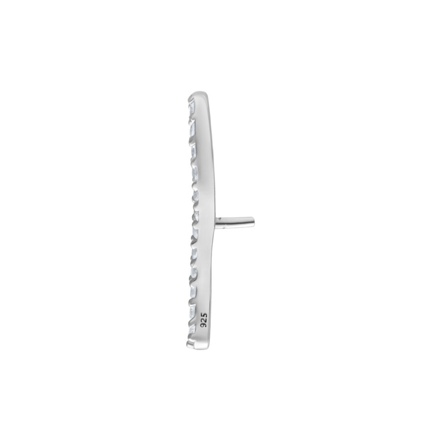 Inserto Push Fit Argento con fila di cristalli su sfondo bianco