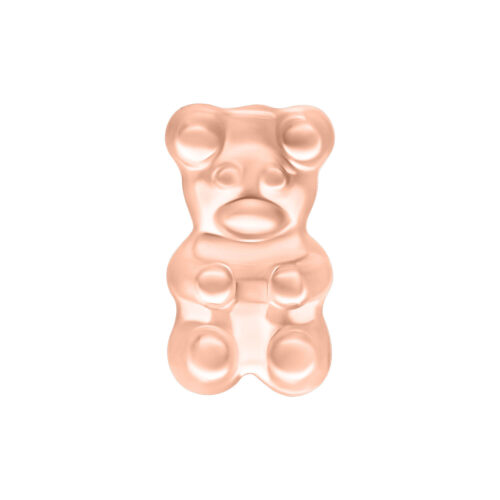 Roségoldener Gummi Bear Aufsatz aus Silber auf weißem Hintergrund