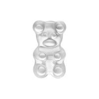 Accessorio Orsetto in Gomma Argento a forma di orso su sfondo bianco