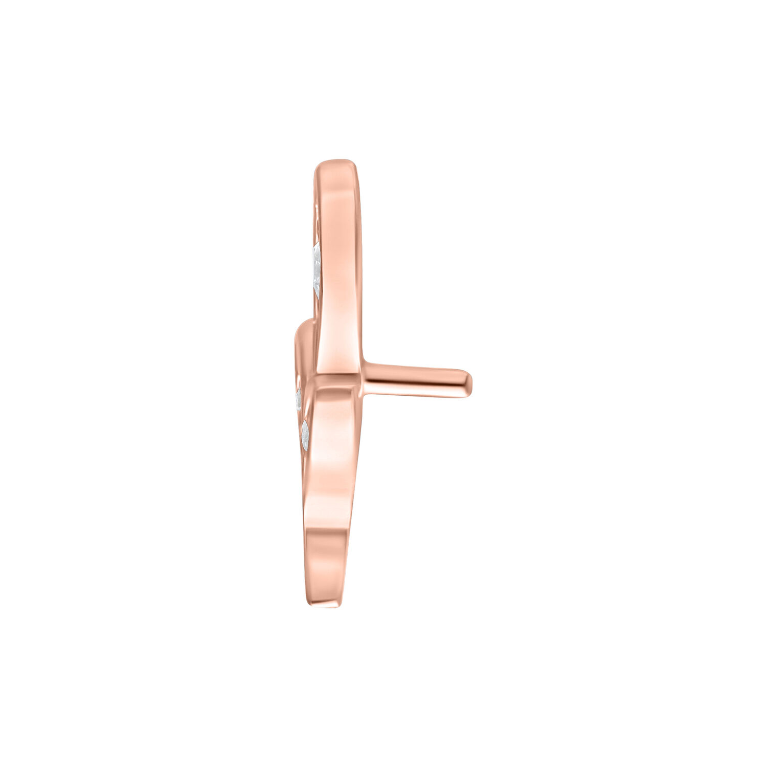 Attacco Push Fit Crystal Leaf oro rosa, vista laterale su sfondo bianco
