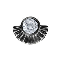 Nero Push Fit Arinna attacco con cristallo rotondo su sfondo bianco