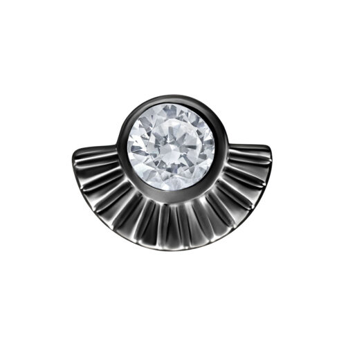 Nero Push Fit Arinna attacco con cristallo rotondo su sfondo bianco