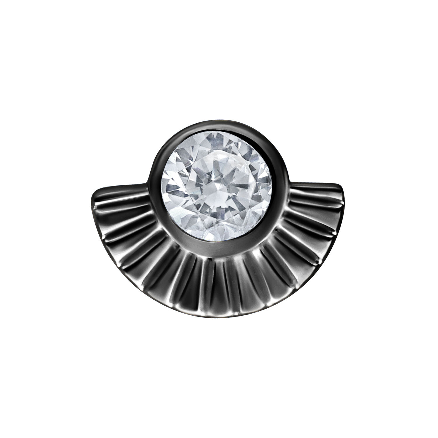 Nero Push Fit Arinna attacco con cristallo rotondo su sfondo bianco