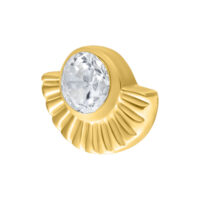 Accessorio Push Fit Arinna dorato con cristallo ovale su sfondo bianco