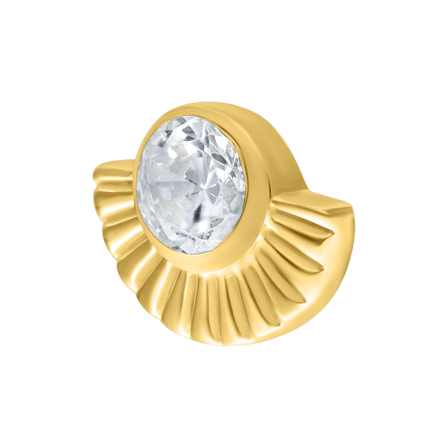 Accessorio Push Fit Arinna dorato con cristallo ovale su sfondo bianco