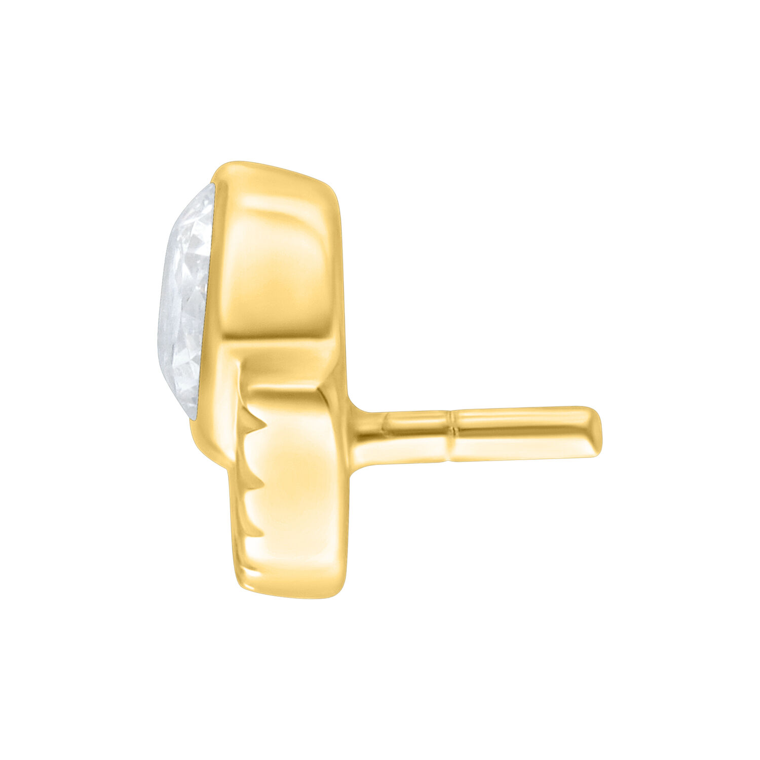Dorato Push Fit Arinna con cristallo scintillante su sfondo bianco