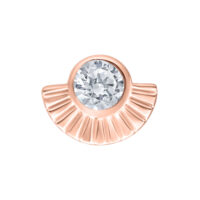 Attacco Push Fit in oro rosa con cristallo rotondo su sfondo bianco