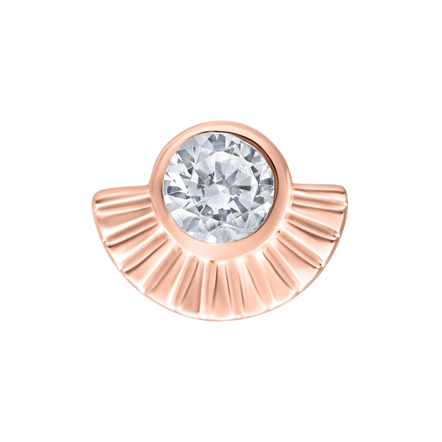 Attacco Push Fit in oro rosa con cristallo rotondo su sfondo bianco